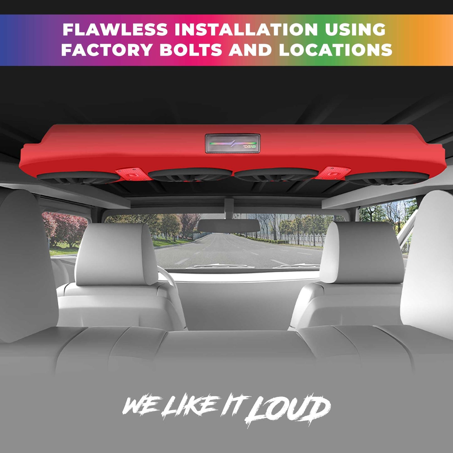 DS18 JL24-SBAR/BKLD Overhead Sound Bar System with 4X 8 Marine Speakers with Digital Dream LED Lights, Compatible with Jeep Wrangler/Gladiator JL/JLU/JT 2024 to Present, OEM Fit