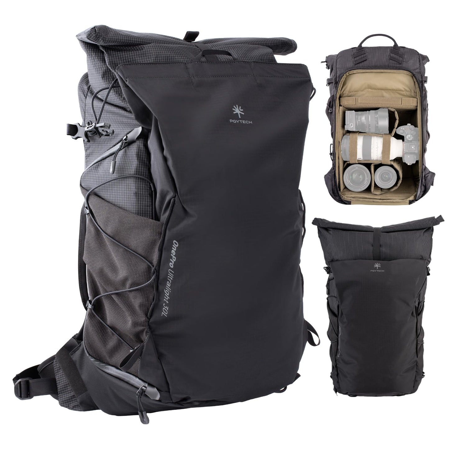 PGYTECH OnePro Ultralight Camera Backpack, Expandable Camera Bag 40L for Photographers, Outdoor Travel Bag with Dividers and 16" Laptop Sleeve, Compatible with DSLR/Drones/Mirrorless (Space Black)