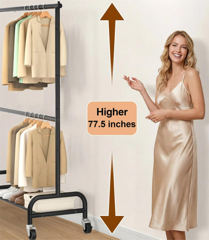 MISSLO Heavy Duty Clothes Rack and Rolling Clothes Racks for Hanging Clothes