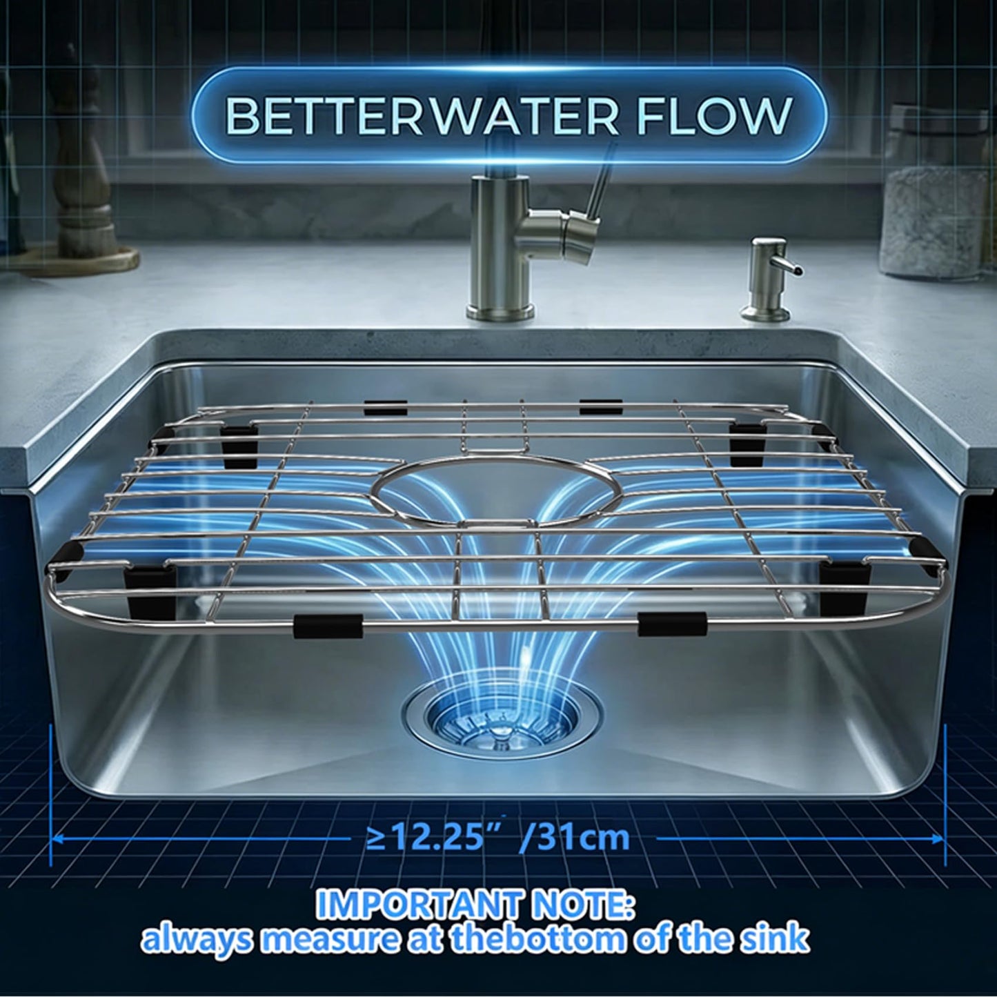 JIUBAR Sink Protectors for Kitchen Sink 12" 13" 16" 18" 19" 24" 26" 28" 29" 30" Silicone Sink mat| Silicone Kitchen Sink Mat for Bottom of Farmhouse(13.58"x 11.6"Black)