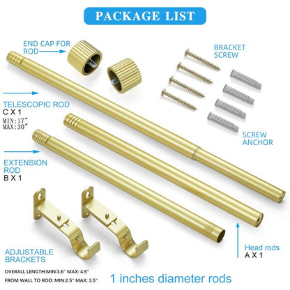 AMZSEVEN Curtain Rods for Windows, Drapery Rod 1 inch Diameter, Curtain Rod with Cylindrical Finials (Black, 16" to 48" - 1'' rod)