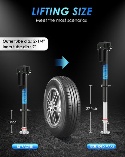 POLESTAR Electric Trailer Jack, Power Tongue Jack 4000 lbs, Electric Tongue Jack for Lifting RV Travel Camper Utility Yacht Trailer, 12V DC, 9"-27" Lift