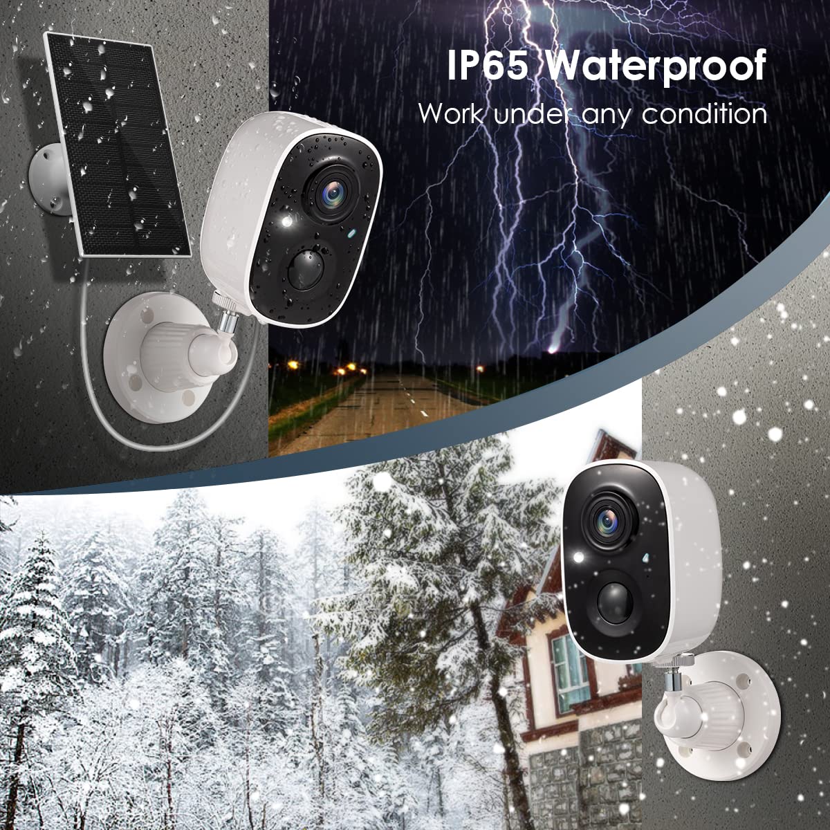 GMK Security Cameras Wireless Outdoor, 2K Color Night Vision AI Motion Detection 2-Way Talk Battery Powered WiFi Home Indoor Camera IP65 Weatherproof Spotlight Siren Alarm Cloud/SD Storage 2-Pack