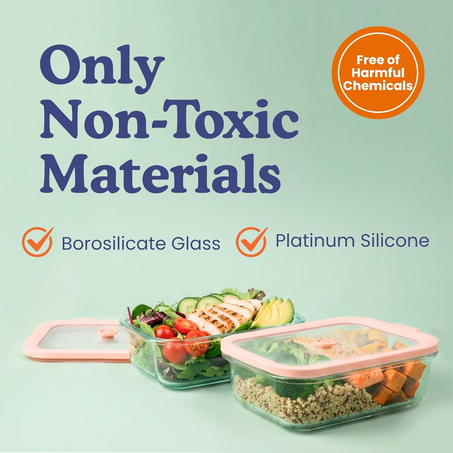 Ziruma Glass Food Storage Containers - Non-Toxic, Airtight, Microwave & Freezer Safe | 2.6 Cup, 4 Pack