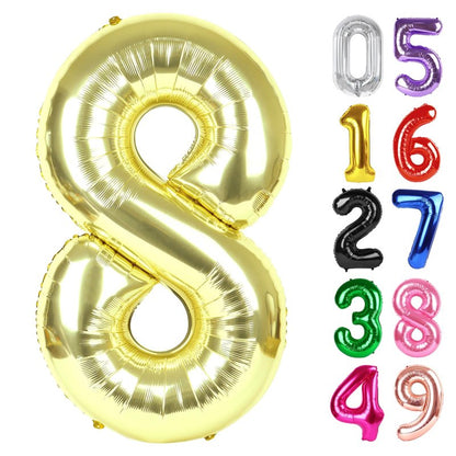 Light Gold Number 8 Balloon 40 Inch, 8th Birthday Party Decorations for Children, Giant 8 Foil Balloon for Party Supplies
