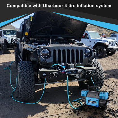 Uharbour 12V Offroad Air Compressor 10.6 CFM with Pressure Gauge, 12 Volt Offroad Air Compressor Dual Cylinder Heavy Duty for 4x4 Truck Car SUV with Carrying Bag