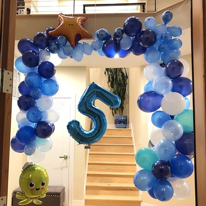 40 Inch Blue Large Numbers Balloons 0-9, Self Inflating Foil Number 6 Helium Balloons for 6th Boys, Big Digit 6 Balloons for Men 16th 60th Birthday Party Anniversary Graduation Supplies Decorations