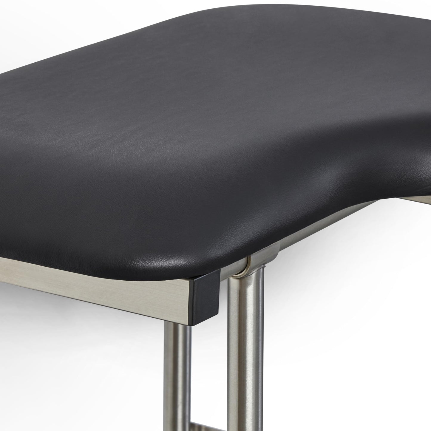 32" x 22.5" Black Padded Wall Mount Folding Left-Handed Transfer Bench Shower Seat with Legs, ADA Compliant
