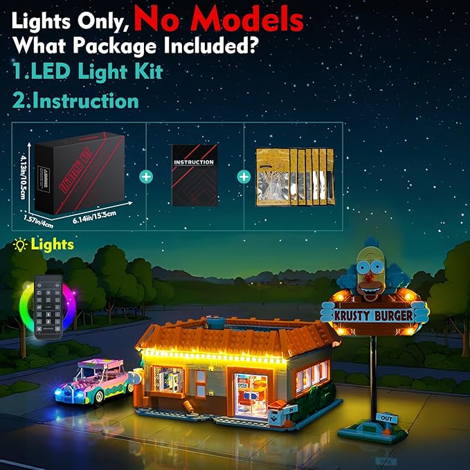 Light kit Compatible with Lego 10352 The Simpsons: Krusty Burger - No Model Only Light LED Lighting Accessories Compatible with Lego 10352 Krusty's Burger Joint (RC Version)
