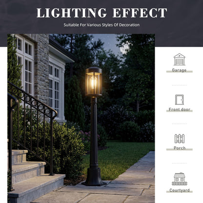 zeyu 40.2'' Modern Outdoor Post Light, Modern Exterior Pole Light, Pathway Light with Pole Mount Base, Black Metal Finish with Clear Glass Shade, ZW118PL BK