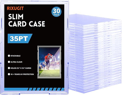 30-Pack Slim Card Holders - UV Protection Hard Plastic Cases for Sports Cards Baseball Cards Collectibles Anti-Scratch Trading Card Sleeves with Secure Closure