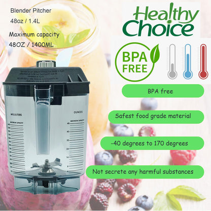 Blender Pitcher 48oz, Compatible with Vit VM0145 VM0100A 36019 16016 15978 Commercial etc, Blender Pitcher Container Jar Cup,5 Years Warranty