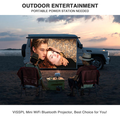 Mini Projector with WiFi and Bluetooth, VISSPL Full HD 1080P Projector, Portable Outdoor Projector with Tripod, Home Theater Movie Phone Projector Compatible with Android/iOS/Windows/TV Stick/HDMI/USB