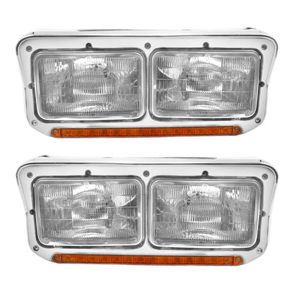 LEAVAN Headlights Assembly Fit for Kenworth T400 T600 T800 W900 K100 C500, Peterbilt 378 379, Western Star 4900 (with LED DRL)