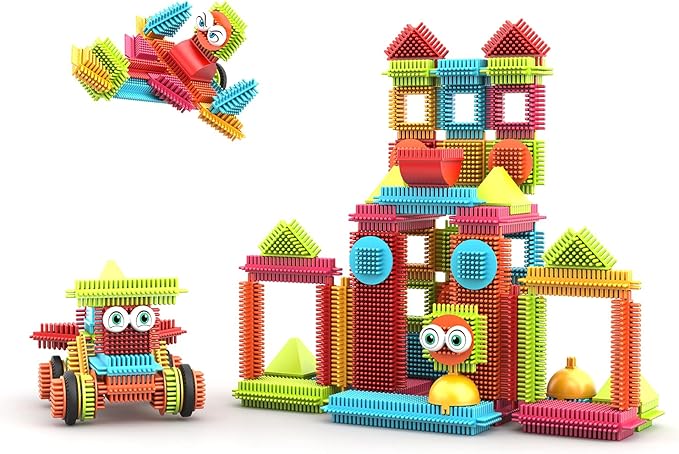 Contixo 144 pcs Bristle Shape 3D STEM Building Toys Construction Learning Stacking Educational Block Creativity Beyond Imagination Inspirational Safe &amp Durable Recreational Toy for Kids Ages