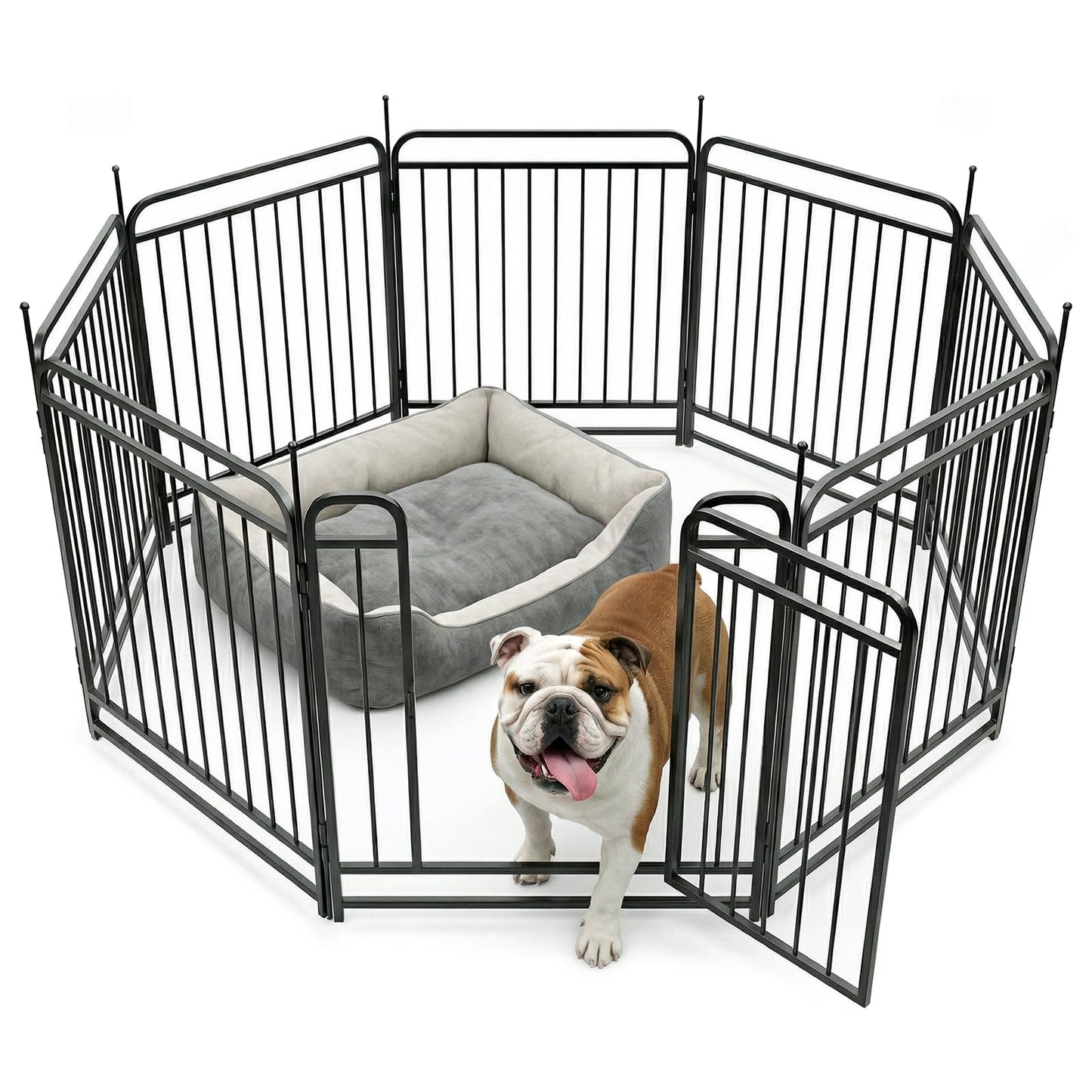 Fldofaves 8-Panel Dog Playpen Outdoor, 32" Height Metal Outdoor Dog Fence with gate for Large Medium Dogs, Secure Enclosure with Ground Stakes for Yard Lawn Camping