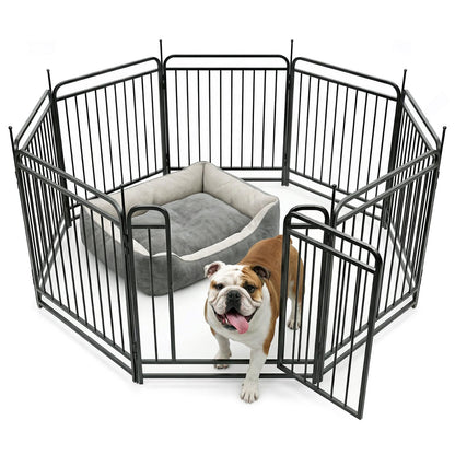 Fldofaves 8-Panel Dog Playpen Outdoor, 32" Height Metal Outdoor Dog Fence with gate for Large Medium Dogs, Secure Enclosure with Ground Stakes for Yard Lawn Camping