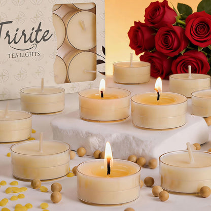 12 Pack Beeswax Tealights Candles, Rose Scented Tea Light Candle, 4 Hours White Tea Scented, Soy & Beeswax Candles with Essential & Natural Oils for Home & Party (Rose)