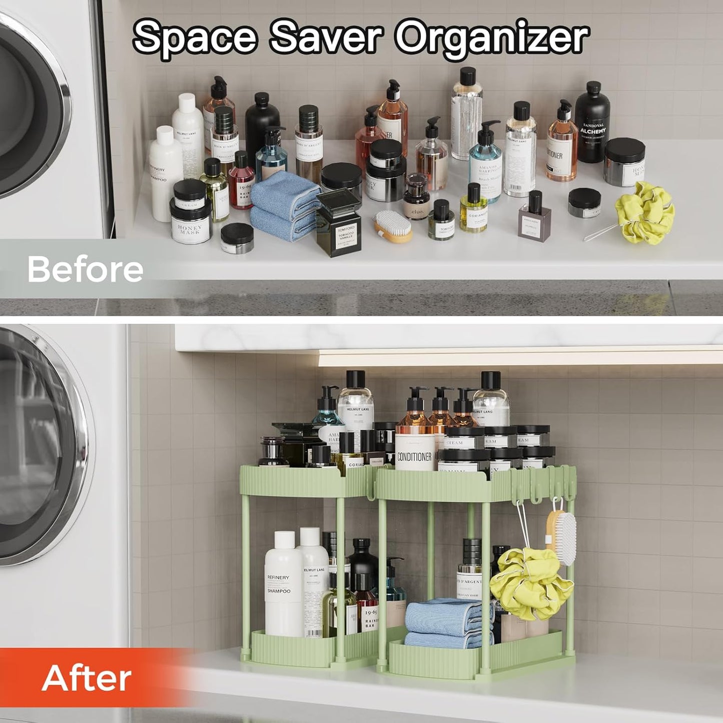 Ukeetap Multi-Purpose Pull-Out Storage Organizers - Under Sink & Cabinet Solution, 14.8 Inch, Green