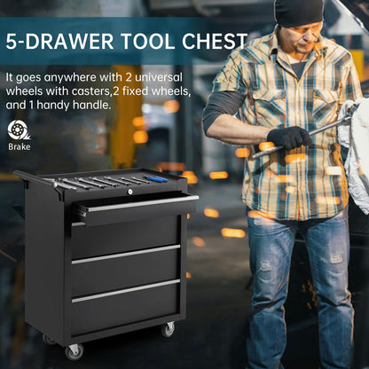 ActiveTrail 4-Drawer Rolling Tool Chest Cabinet,Portable Tool Storage Cart with Smooth Wheels,Lockable Toolbox Organizer with Drawer Liners,Heavy-Duty Steel Tool Cabinet for Garage and Workshop Use