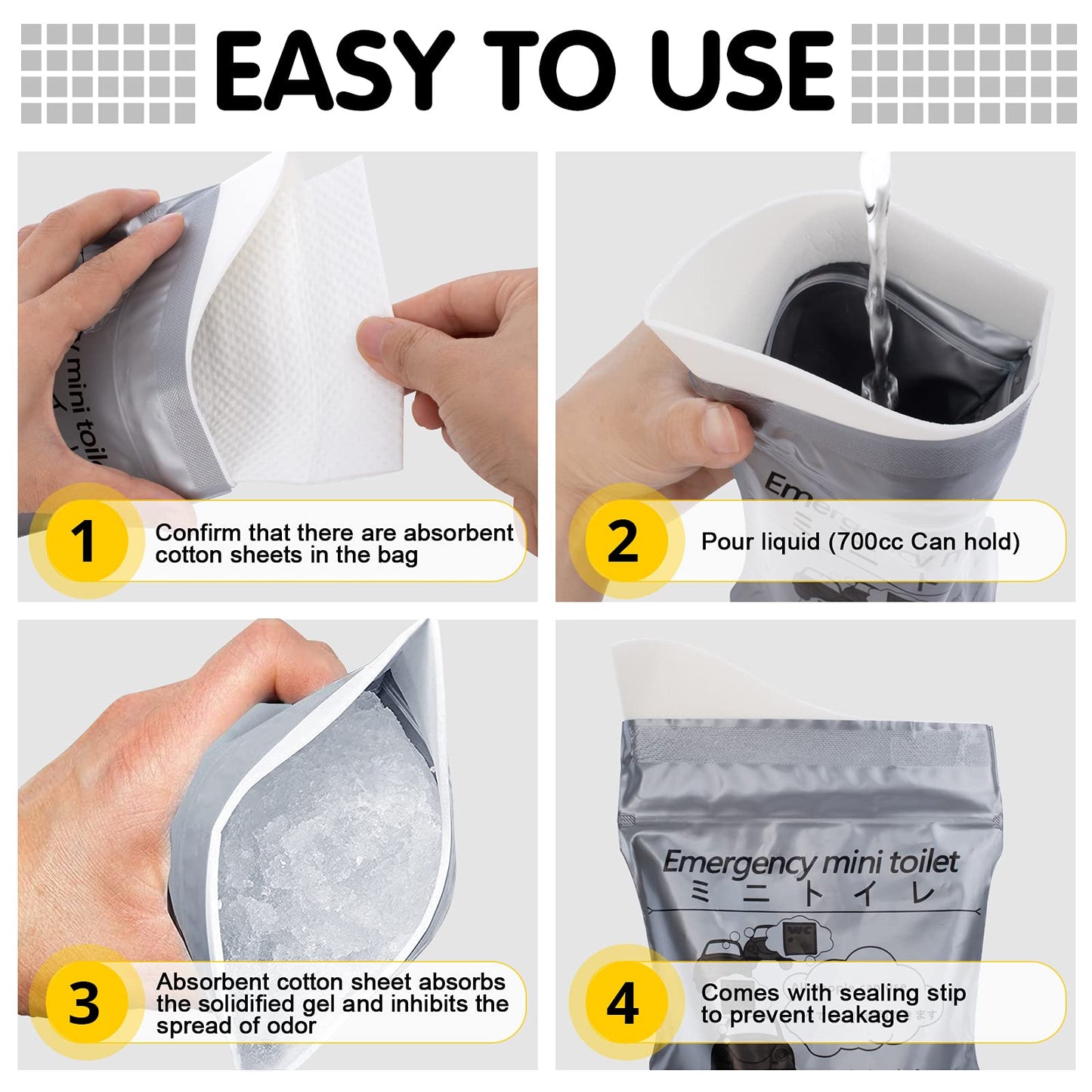SANPUK Emergency Portable Urine Bag, 20 Pack Travel Urinal Bag, Unisex Urinal Bag, Disposable Urine Bag Suitable for Camping, Travel, Traffic Jams, Pregnant Women, Children, Patients (20 Pack-Grey)