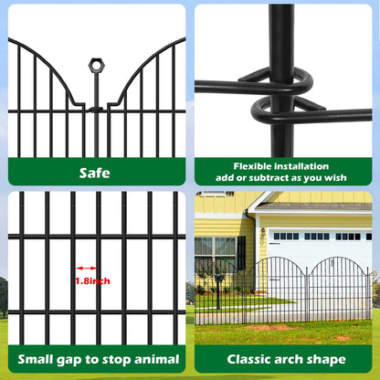 10 Panels No Dig Decorative Garden Fence for Yard, 40in (H) x 23.6ft (L) Rustproof Metal Wire Temporary Dog Fence, Animal Barrier Fencing Patio Panel Border with Temporary Ground Stakes