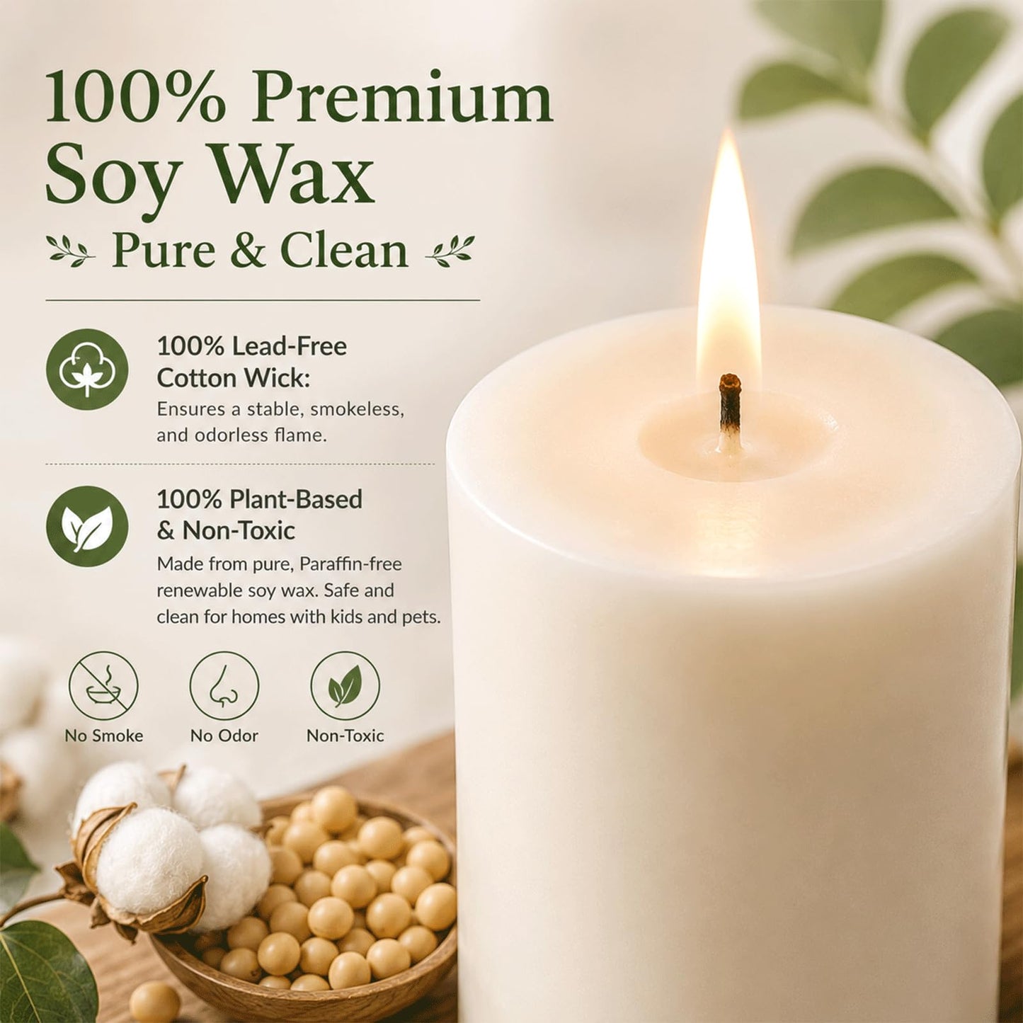 12 Pack Creamy White Soy Wax Pillar Candles 2x6 in, Unscented Decorative Candles, 600h Total Burn (50h Each), Clean Burning, Smokeless & Dripless for Wedding, Fireplace, Home Decor & Dinner Table