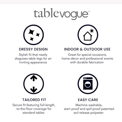 Tablevogue Machine Washable Polyester Solid Fitted Stain Resistant Table Cover Rectangular 96-inch Tablecloths for Events Wedding Special Occasions Table Cloth 8-Foot, White
