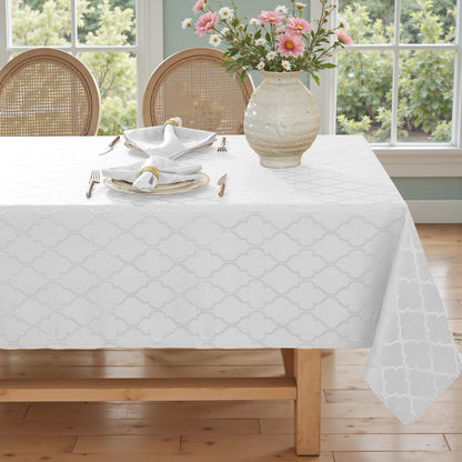 Larponder Tablecloth Rectangle, Jacquard, 60" x 102", White