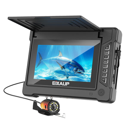 EIXAUP Underwater Fishing Camera, 7 inch HD IPS Monitor 1200TVL IP68 Wateproof Camera with 6 Pcs LED Lights + 6 Pcs IR Infrared Lights, 165°Wide Angle for Ice, Boat and Lake Fishing(100 FT/30 M)