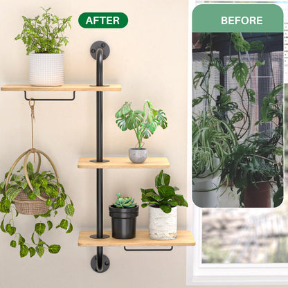 YUOROS Window Plant Shelves, 3-Tier Rotating Plant Shelf Stand, Indoor Metal Wall Plant Holder