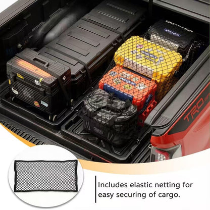 KOKSHELY Truck Bed Slide Out Cargo Tray, 56" L x 42.9" W Size Slide-Out Truck Bed Organizer Tray for 5’+Long Beds, Sliding Truck Organizers and Storage Tray with Open Hooks & Elastic Cargo Net