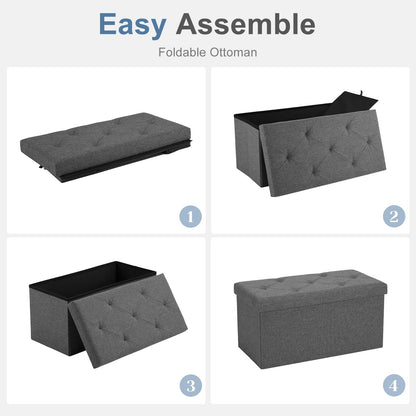 DUMOS 30in Storage Ottoman Bench, Storage Chest, End of Bed Foot Rest Stool with Padded Seat, Bedroom Bench for Living Room, Bedroom, Support 660lbs, Grey