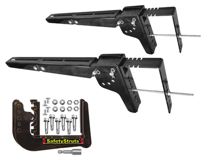 Mount-n-Lock RV Bumper Bundle (2 Items): 1 Set HD SafetyStruts, 1 Pair GennyGo Folding Arms (1SSNHD, 2FSAS)