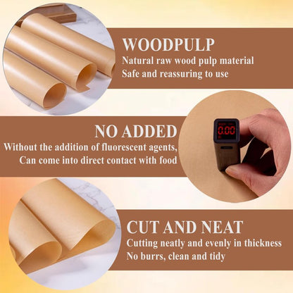 Unbleached Parchment Paper Sheets for Baking,Parchment Paper for Baking Brown Baking Paper(100Pcs)