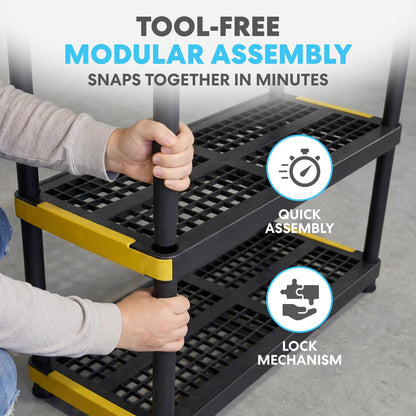 Simpli-Magic 5-Tier Heavy Duty Plastic Storage Shelving Unit, Garage & Outdoor Organizer, Modular Rack, 36 x 24 x 75 Inches, 250 lbs per Shelf, 1250 lbs Total Capacity