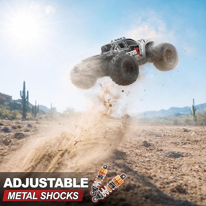 RC Cars 1:14 4WD Off-Road RC Monster Truck High Speed 40 km/h 4x4 Remote Control Car with 2 Rechargeable 1300mAh Batteries and 2 Sets of Tires for Adults &amp Boys