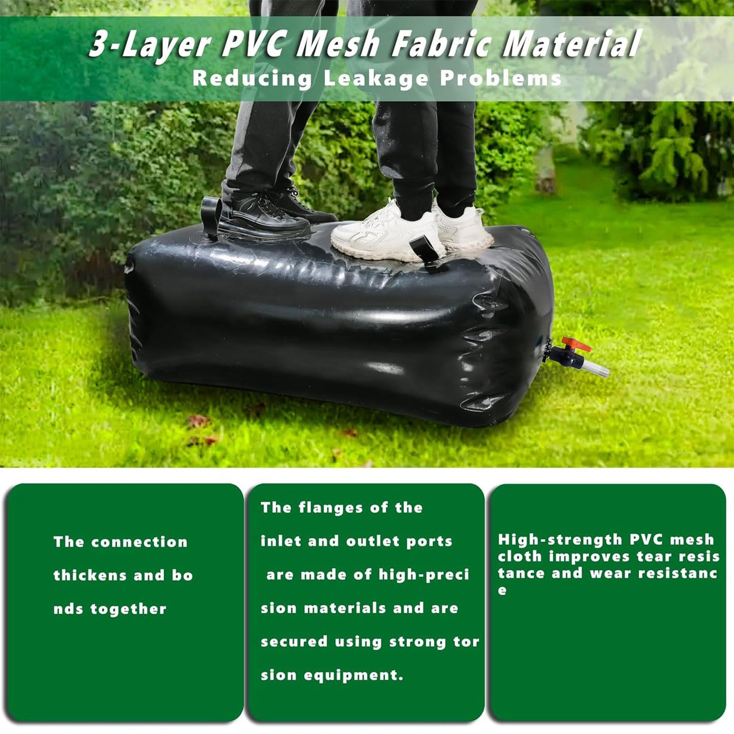 4000 L/1000 gal Water Bladder Storage Containers, Foldable Portable Water Tank Large Capacity Soft Water Bag, Drought Resistance, Fire Prevention, Emergency Water