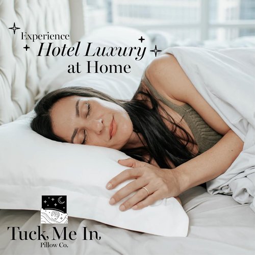 Houseify Tuck Me In Pillow Co. Down Alternative Pillows - Hypoallergenic Queen Size Set of 2 | Premium Breathable Comfort for Side & Back Sleepers