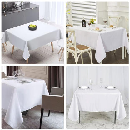 JALANCY 4 Pack Square Table Cloth 70x70 Inch White Tablecloth Machine Washable Fabric Polyester Table Cover for Dining, Buffet Parties, Picnic, Events, Weddings and Restaurants（White）