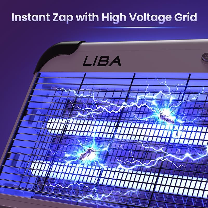 LiBa Electric Bug Zapper - Powerful 2800V Indoor Insect Killer with 2 Extra Replacement Bulbs | Easy-to-Clean Design