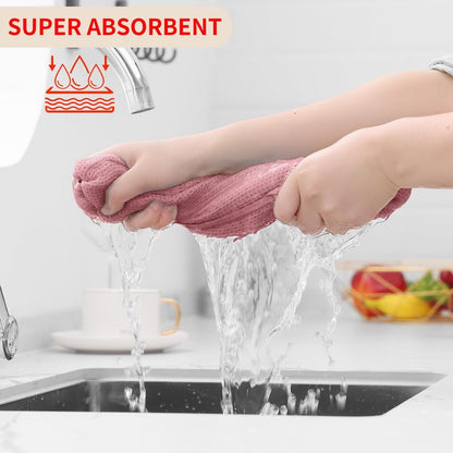 Homaxy 100% Cotton Waffle Weave Kitchen Dish Cloths, Ultra Soft Absorbent Quick Drying Dish Towels, 12 x 12 Inches, 8-Pack, Dried Rose