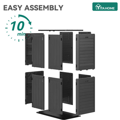 YITAHOME 60 cu ft Tall Outdoor Storage Shed w/o Shelf, Resin Vertical Outdoor Storage Shed, Large Waterproof Storage Cabinet for Garage, Poolside, and Garden (Dark Gray + Black)