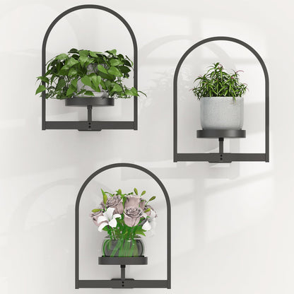 PEKGRIL 3 Pack Wall Plant Holders, Metal Window Planters Shelves, Indoor Plants Stands, Wall Decor Planter Hanging Shelf, Gifts for Plant Lovers