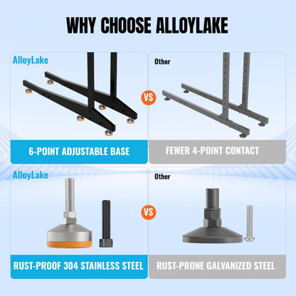 AlloyLake Freestanding Kayak Storage Rack, 2-Tier Heavy Duty Outdoor Canoe Stand for Garage & Dock, Holds 220 lbs, Rust-Proof 304 Stainless Steel Hardware (Black)
