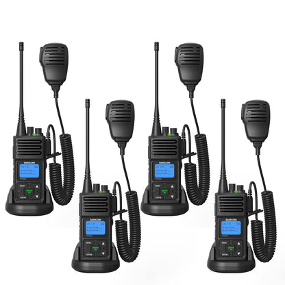 SAMCOM Two Way Radio with Shoulder Speaker Mic,5W High Power 2 Way Radios Long Range Walkie Talkie earpiece with mic for Adults Construction Site School Security(4 Pack)