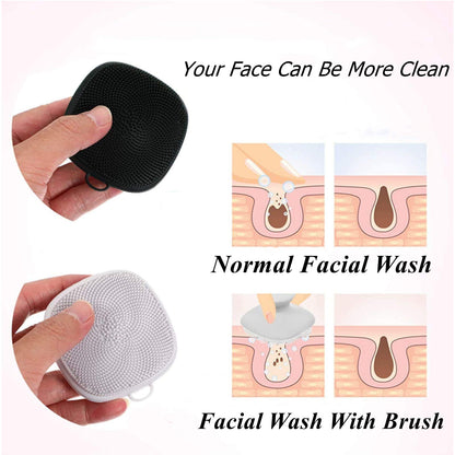VWMYQ Face Scrubber, Silicone Face Scrubber for Men Facial Cleansing Brush Silicone Face Wash Brush Manual Waterproof Cleansing Skin Care Face Brushes for Exfoliating- Black