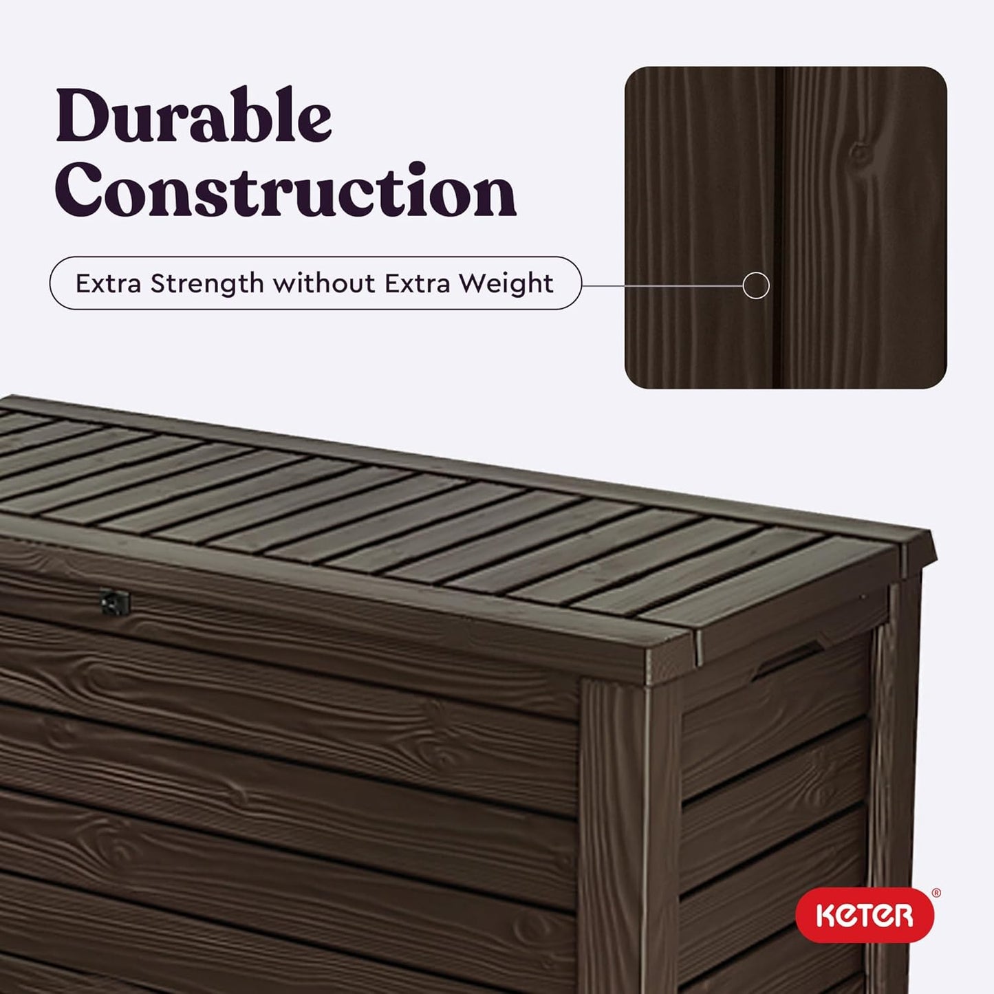 Keter Westwood 150 Gallon Deck Box - Large Resin Outdoor Storage & 2-Person Bench Seat in Brown
