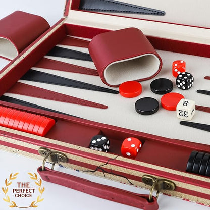 15 Inches Backgammon Sets for Adults Leather Travel Backgammon Set with American Flag Design Classic Board Game for Friends Party or Family Game Night