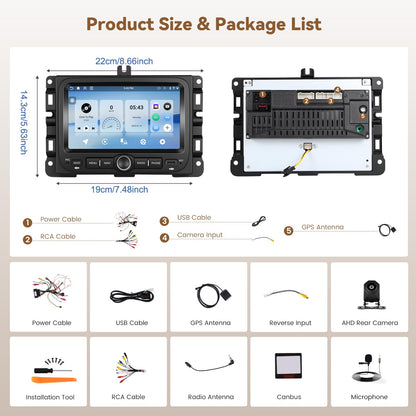 [4+128G] Hikity Android 15 Car Stereo for Jeep Renegade 2016-2021/Jeep Compass 2017-2020, 7'' in-Cell Touchscreen Radio Wireless Carplay Android Auto WiFi/BT/Mirror Link GPS SWC FM/EQ Backup Cam+Mic